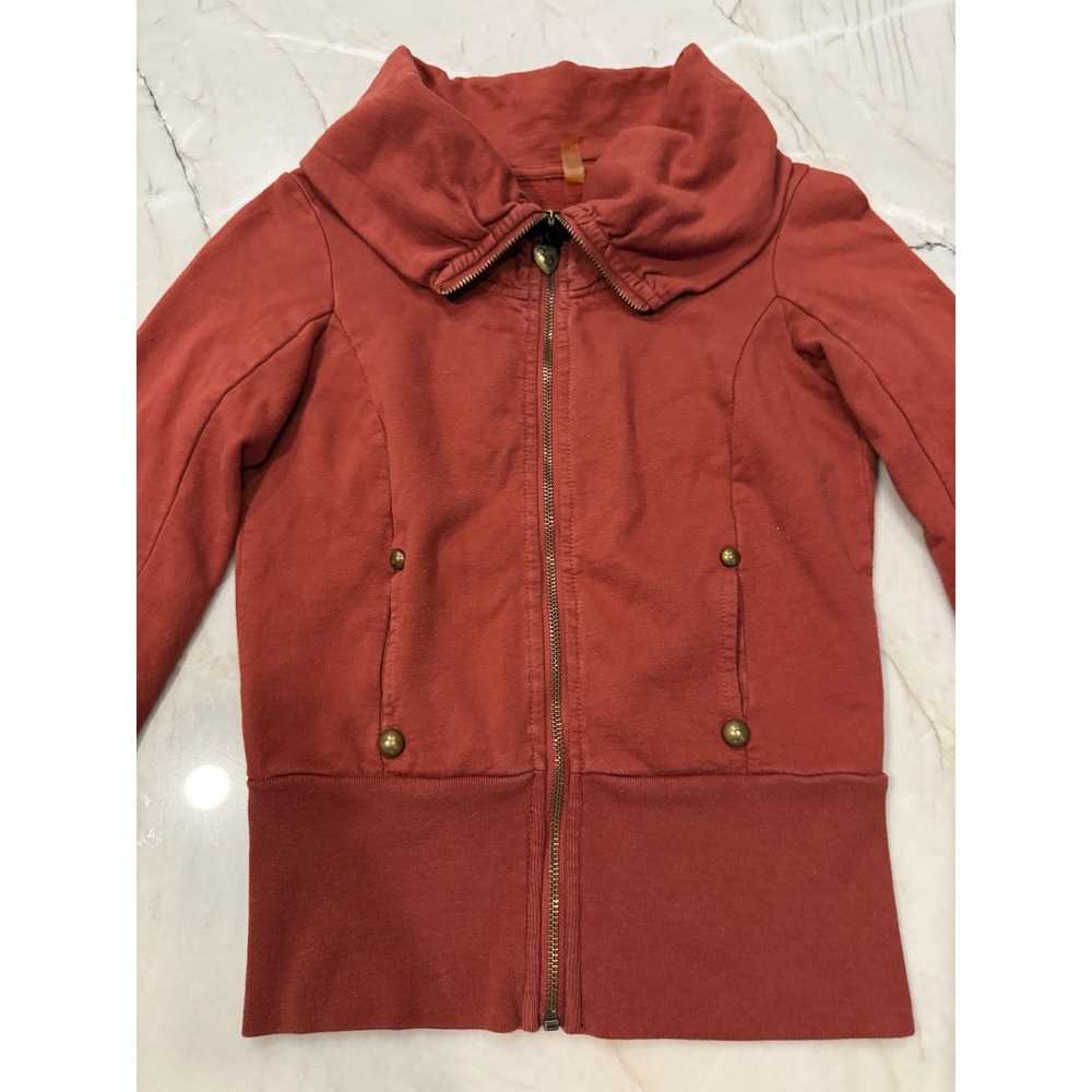 Vintage Y2K Twisted Heart Terracotta Full Zip Jacket PEACE Studs Size Small
